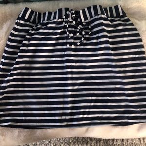 Lands’ End Navy & White Striped Swim Coverup Skirt